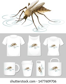 Graphic of mosquito on different product templates illustration