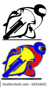 Graphic of moto gp/super bike/road bike taking a corner.