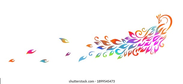 Graphic multicolored peacock. Vector illustration