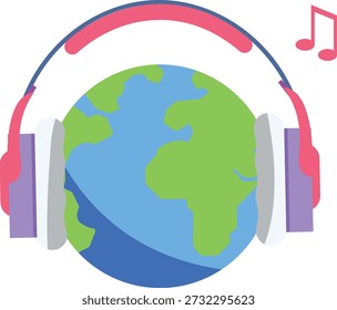 Graphic of a music note and Earth, representing the harmony between global cultures and music.