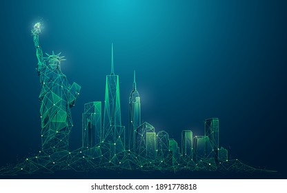 Graphic of New York city presented in low poly futuristic style