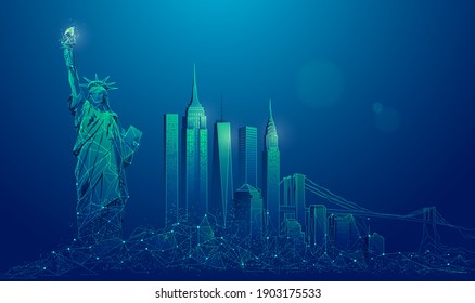 Grafik der Stadt New York im Low-Poly-futuristischen Stil