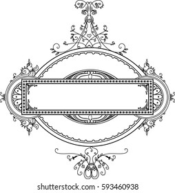 Graphic object for the certificate. Design template. Ornament for the securities. Engraved in classic style. Isolated on white background. Hand-made.