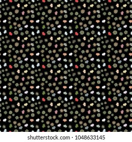Graphic on black, green, gray colors. Vector. Art for web, textile, fabric. Seamless love pattern with cute lettering calligraphy text and hearts, envelopes. Hand drawn illustration in cartoon style.
