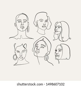 Graphic one line woman face. Young model girl. Trendy symbol in minimal style. 