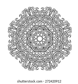Graphic openwork pattern round.  Vector illustration. Illustration for greeting cards, invitations, and other printing projects.