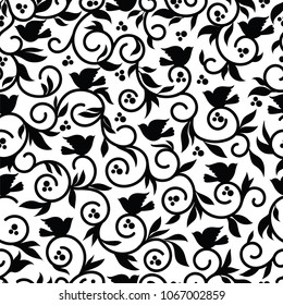 graphic ornament with birds. seamless pattern