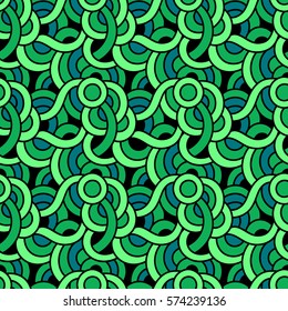 Graphic ornament. Fish skin texture. Vector seamless pattern with abstract scale. Oriental waves. Abstract flowers.