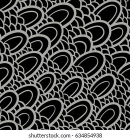 Graphic ornament. Fish skin texture. Vector seamless pattern with abstract scale. Abstract waves. 
