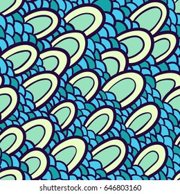 Graphic ornament. Fish skin texture. Vector seamless pattern with abstract scale. 