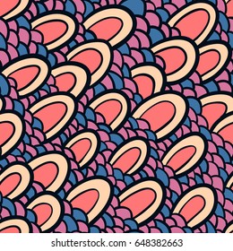 Graphic ornament. Fish skin texture. Vector seamless pattern with abstract scale. 