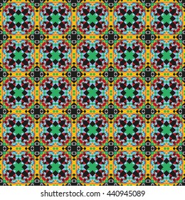 graphic ornament made geometric shapes, different colored,shapes and sizes