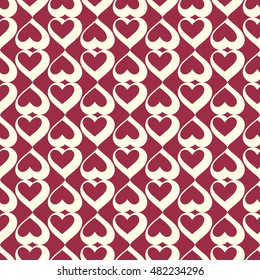 Graphic ornamental tile, vector repeated pattern made using love hearts. Valentine day theme abstract seamless texture can be used as wallpaper and in textile design.