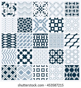 Graphic ornamental tiles collection, set of monochrome vector repeated patterns. Vintage art abstract textures can be used as wallpapers.