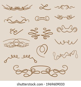 Elementos decorativos gráficos para tarjetas de felicitación. Conjunto de bordes vintage decorativo