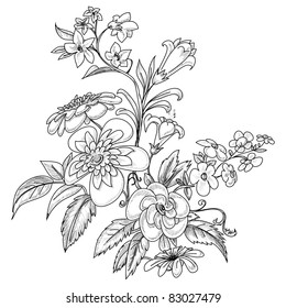 Graphic ornate flowers