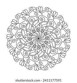 Graphic ornate mandala design coloring book page
