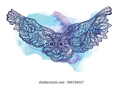 graphic owl on color spots