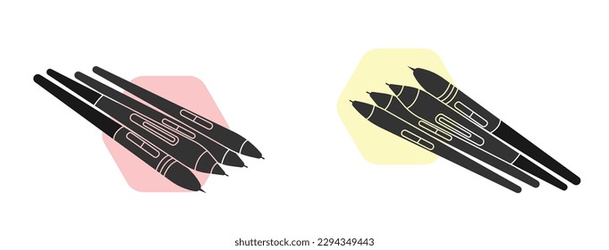 graphic pad with Pen tablet, stylus, drawing tool isolated outline sign. Digital devices and electronic gadgets concept. graphic pad element vector, Pen vector design , Drawing Tablet Vectors