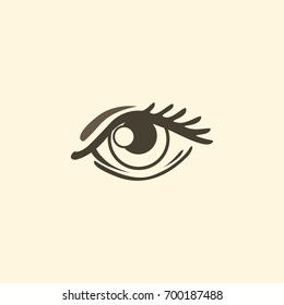 Graphic painted female eye. Beauty and fashion, medicine logo. Best vector icon for design. Flat illustration