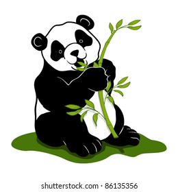 graphic of a panda eating bamboo