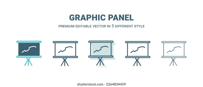 graphic panel icon in 5 different style. Outline, filled, two color, thin graphic panel icon isolated on white background. Editable vector can be used web and mobile
