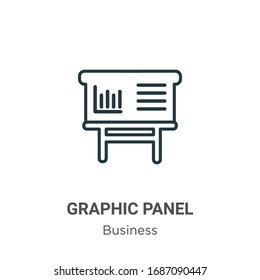 Graphic panel outline vector icon. Thin line black graphic panel icon, flat vector simple element illustration from editable business concept isolated stroke on white background