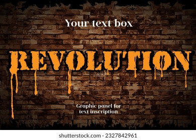 Graphic panel with text inscription REVOLUTION