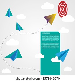 Graphic of Paper plane are competition to destination up to the sky with cloud. leadership,creative idea. - Vector.