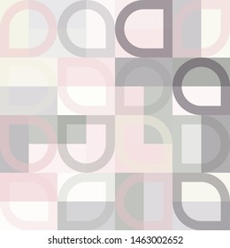 Graphic pattern with abstract geometric shapes. Different shades of grey and pink color. Vector illustration