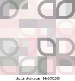 Graphic pattern with abstract geometric shapes. Different shades of grey and pink color. Vector illustration