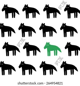 Graphic pattern with black foxes