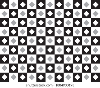 Patrón gráfico con forma de diamante en blanco y negro. Diseño de ajedrez en blanco y negro.