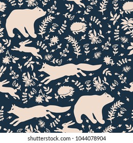 Graphic pattern with cute fairy animals