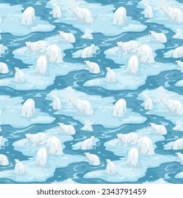 Un patrón gráfico que muestra osos polares derritiendo hielo, simbolizando la grave amenaza del calentamiento global. Una declaración visual convincente sobre la urgente crisis ambiental de nuestro planeta.