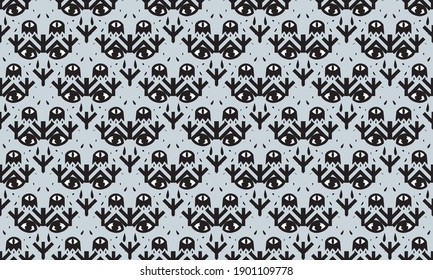Graphic pattern, geometric black and white pattern. The image of the mask with the help of design elements. Seamless pattern, vector illustration