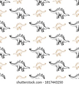 graphic pattern with a Jurassic dinosaur stegosaurus