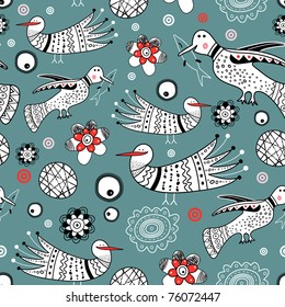 graphic pattern of ornamental birds