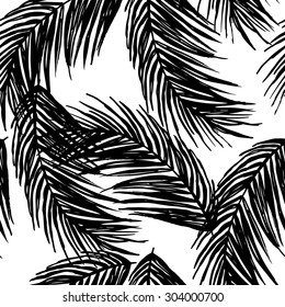Graphic pattern with palm leaves. Endless texture. Seamless for fabric design, gift wrapping paper and printing and web projects.