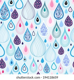 graphic pattern of raindrops on a light blue background  