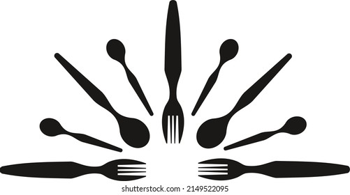 graphic pattern with stacked spoons and forks.