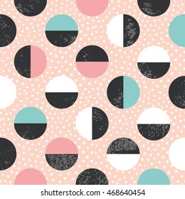 Graphic patterned circles seamless pattern. Vector illustration.