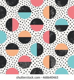 Graphic patterned circles seamless pattern. Vector illustration.
