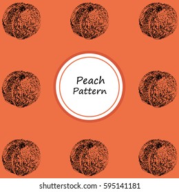 Graphic peach pattern in pointillism technique on a terracotta background - Vector Illustration
