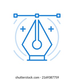 Icono de línea vectorial de lápiz gráfico. Dibujo y esbozo de equipo de estacionamiento. Herramienta web para trabajar en productos de arte de software. Precisión digital caligráfica con contorno punteado. Instrumento de escritura retro.