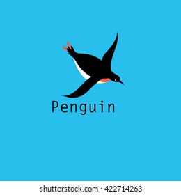 Graphic Penguin symbol on a blue background