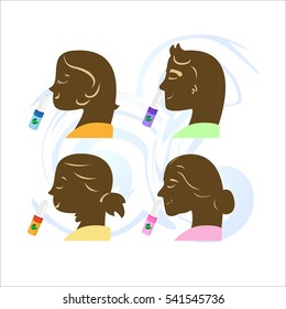 Graphic of people inhale herbal inhaler when dizzy.