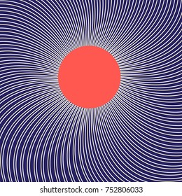 Graphic picture with the sun on a linear luminous background