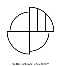 graphic pie diagram chart and search analytic outline icon vector illustration