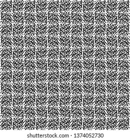 Graphic plaid pattern with a flecked texture. Towel. Monochrome. Fuzzy grid background. Vector illustration.